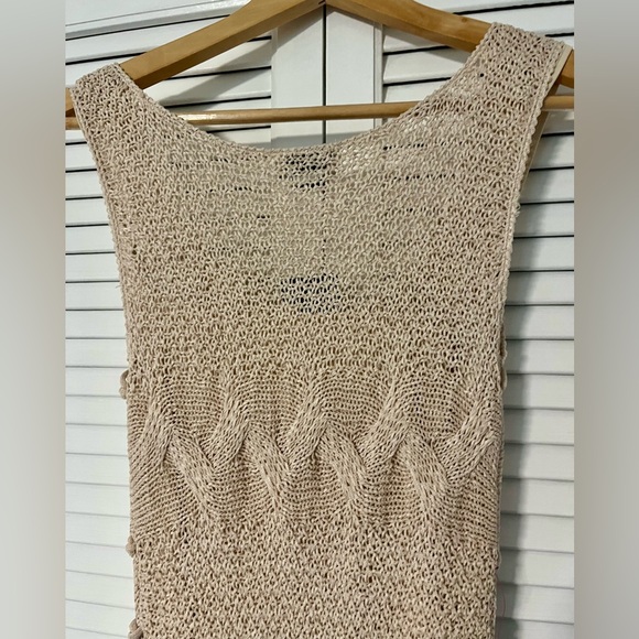 bebe Tan Beige Nude Knit Crochet Sheath Bodycon Dress - Picture 4 of 7